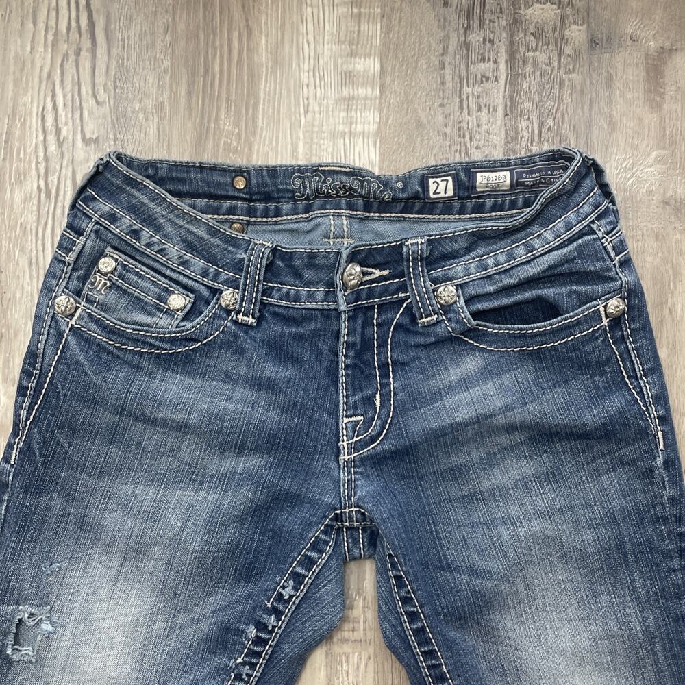 Miss Me Jeans Rhinestone Boot Cut Jp6126b Raw Hem** Size 27** Short**29" inseam - Picture 11 of 16
